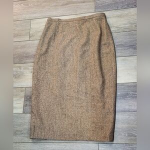 Ann Freedberg Pinkish Brown Cashmere Wool Blend Midi Pencil Skirt Size 8